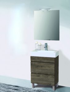 MUEBLE IVO 2 CAJONES CON PATAS + LAVABO + ESPEJO SIDNEY